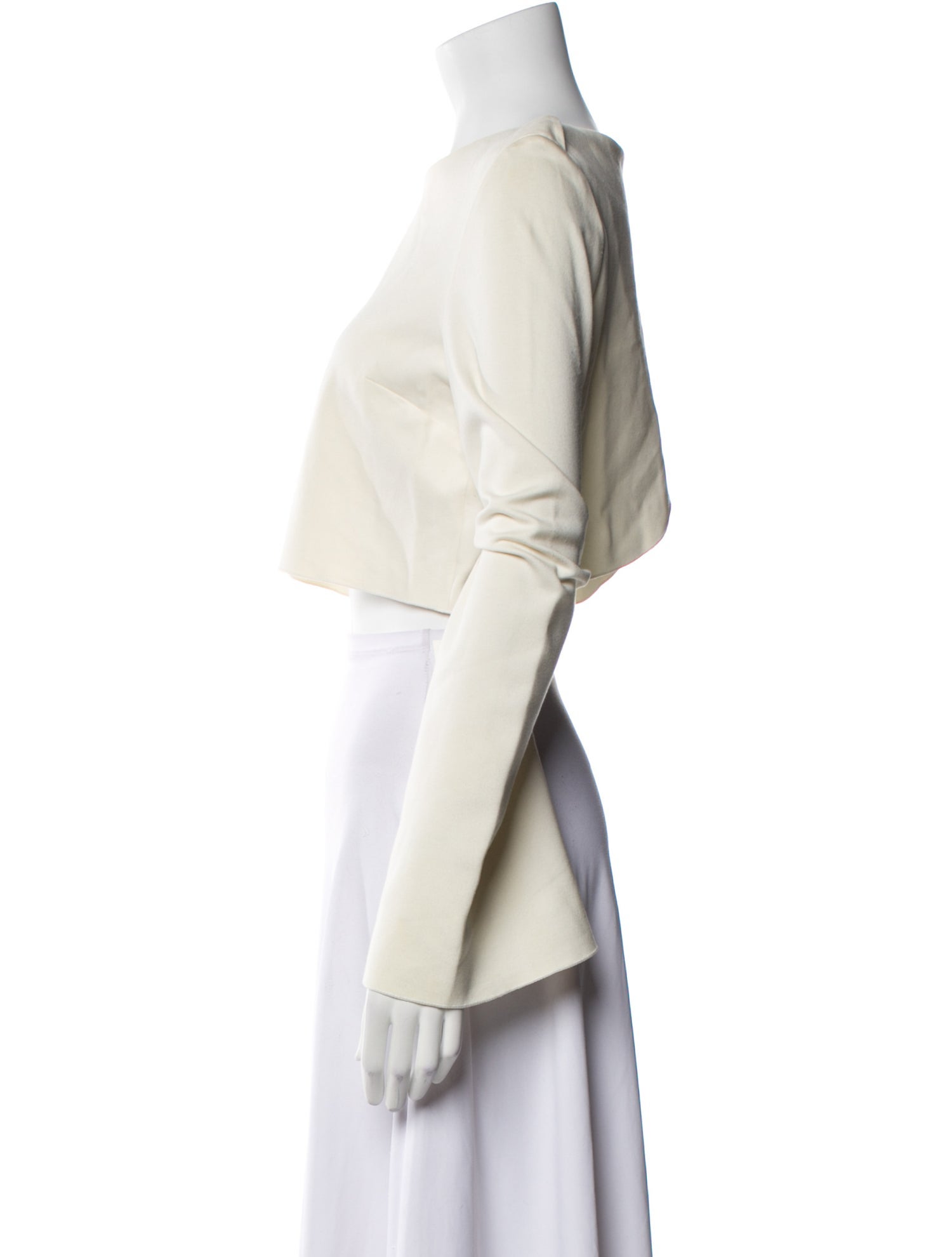 Nicholas Bateau Neckline Long Sleeve Crop Top