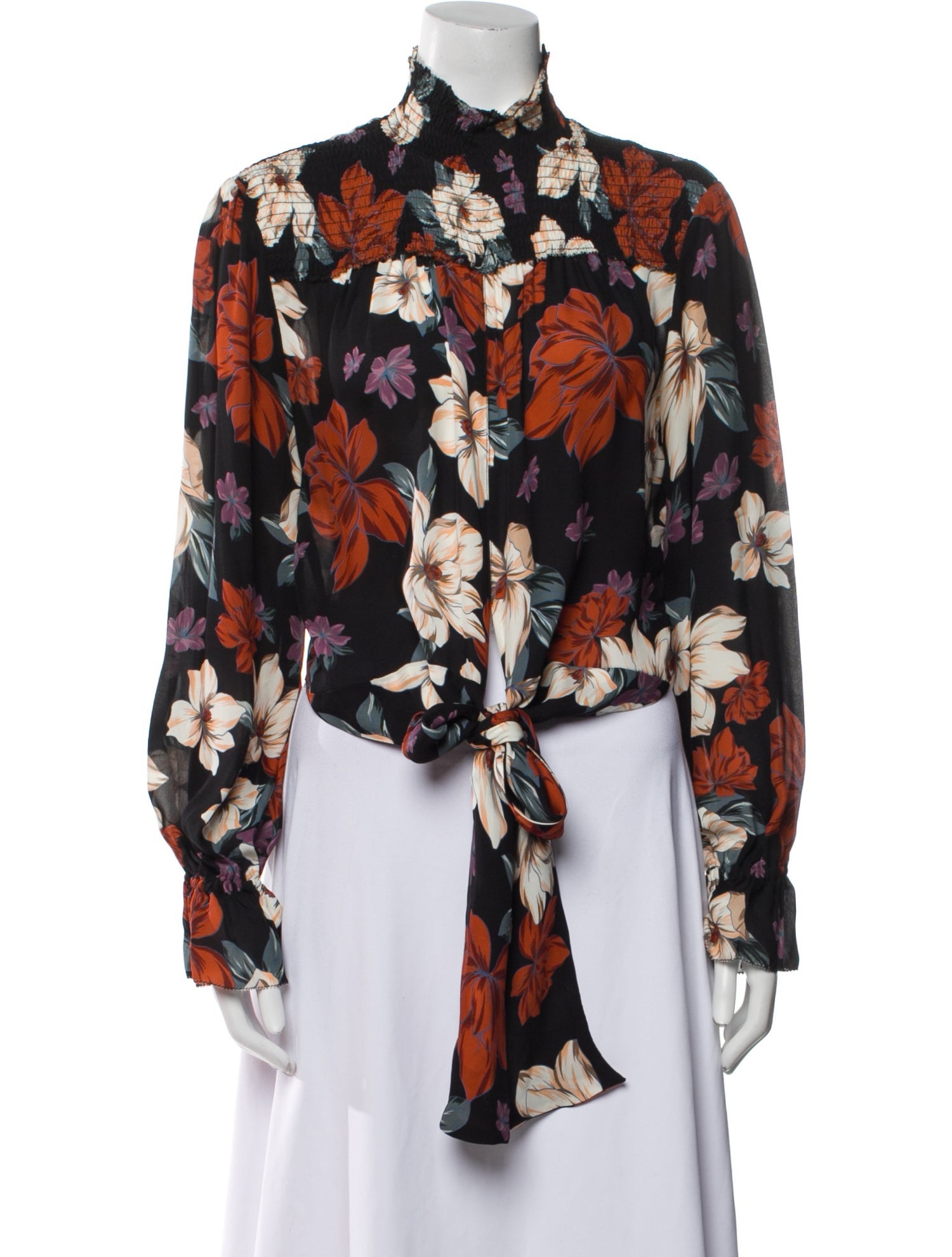 Nicholas Floral Print Mock Neck Blouse