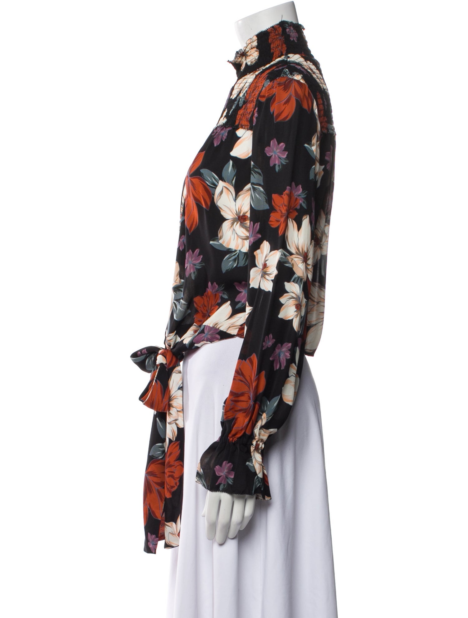 Nicholas Floral Print Mock Neck Blouse