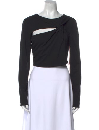 Nicholas Bateau Neckline Long Sleeve Crop Top