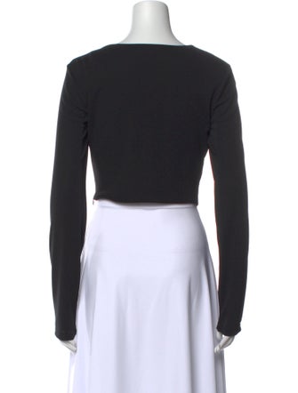 Nicholas Bateau Neckline Long Sleeve Crop Top