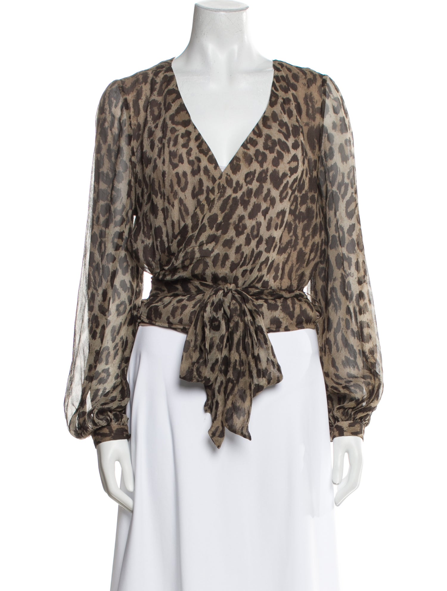 Nicholas Silk Animal Print Crop Top