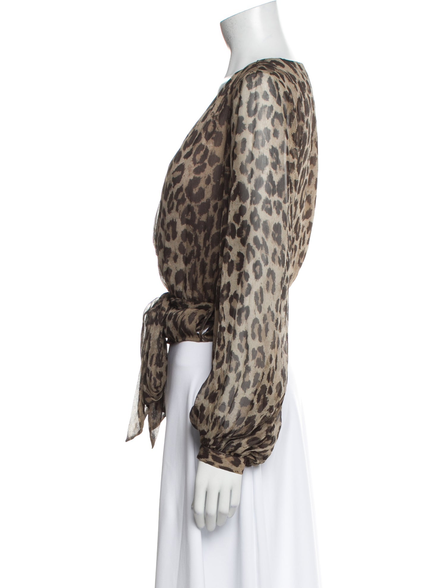 Nicholas Silk Animal Print Crop Top