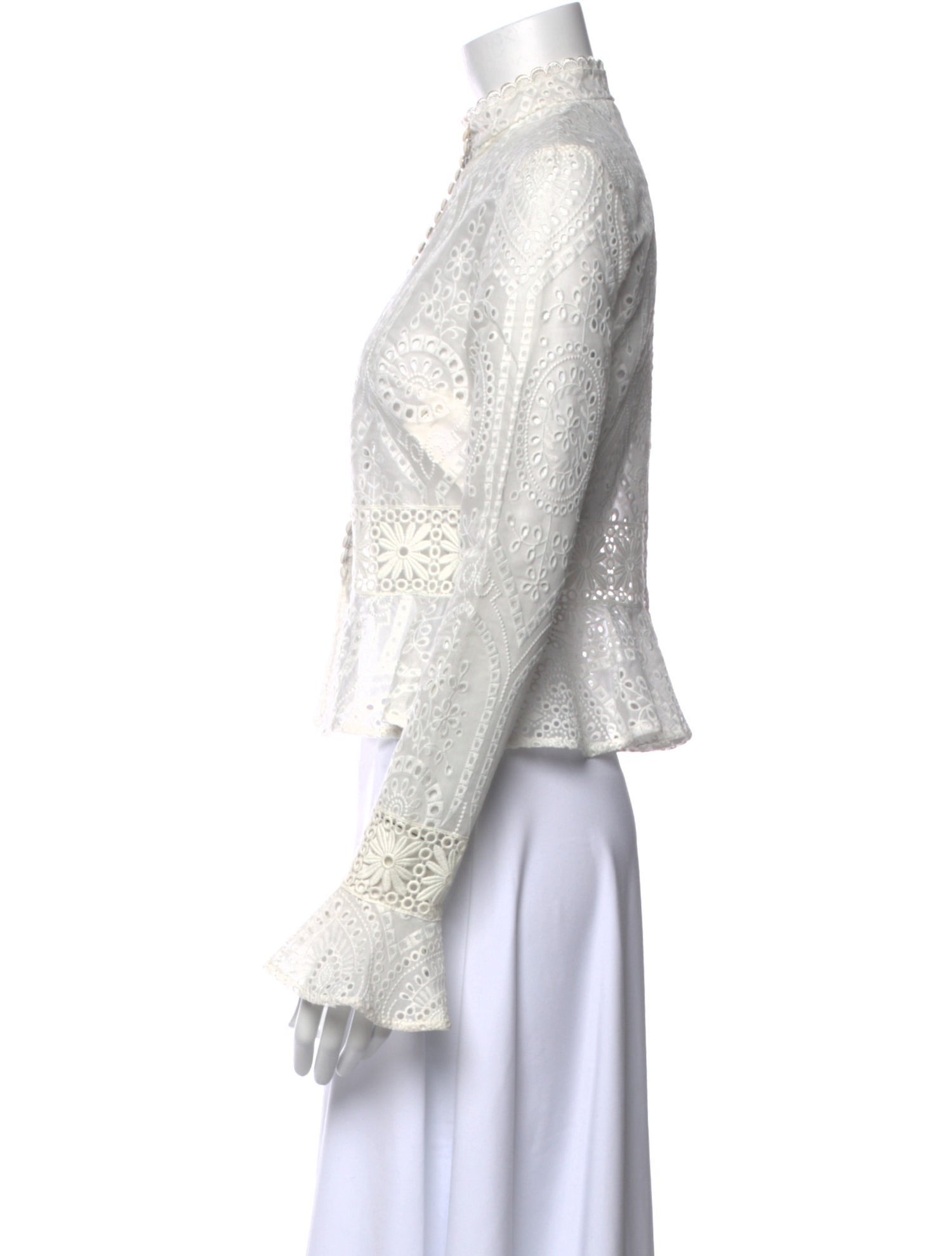 Nicholas Lace Pattern Mock Neck Crop Top