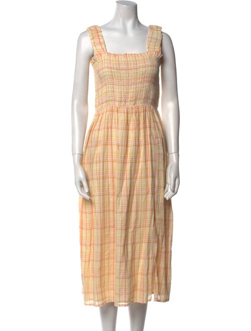 Nicholas Plaid Print Midi Length Dress