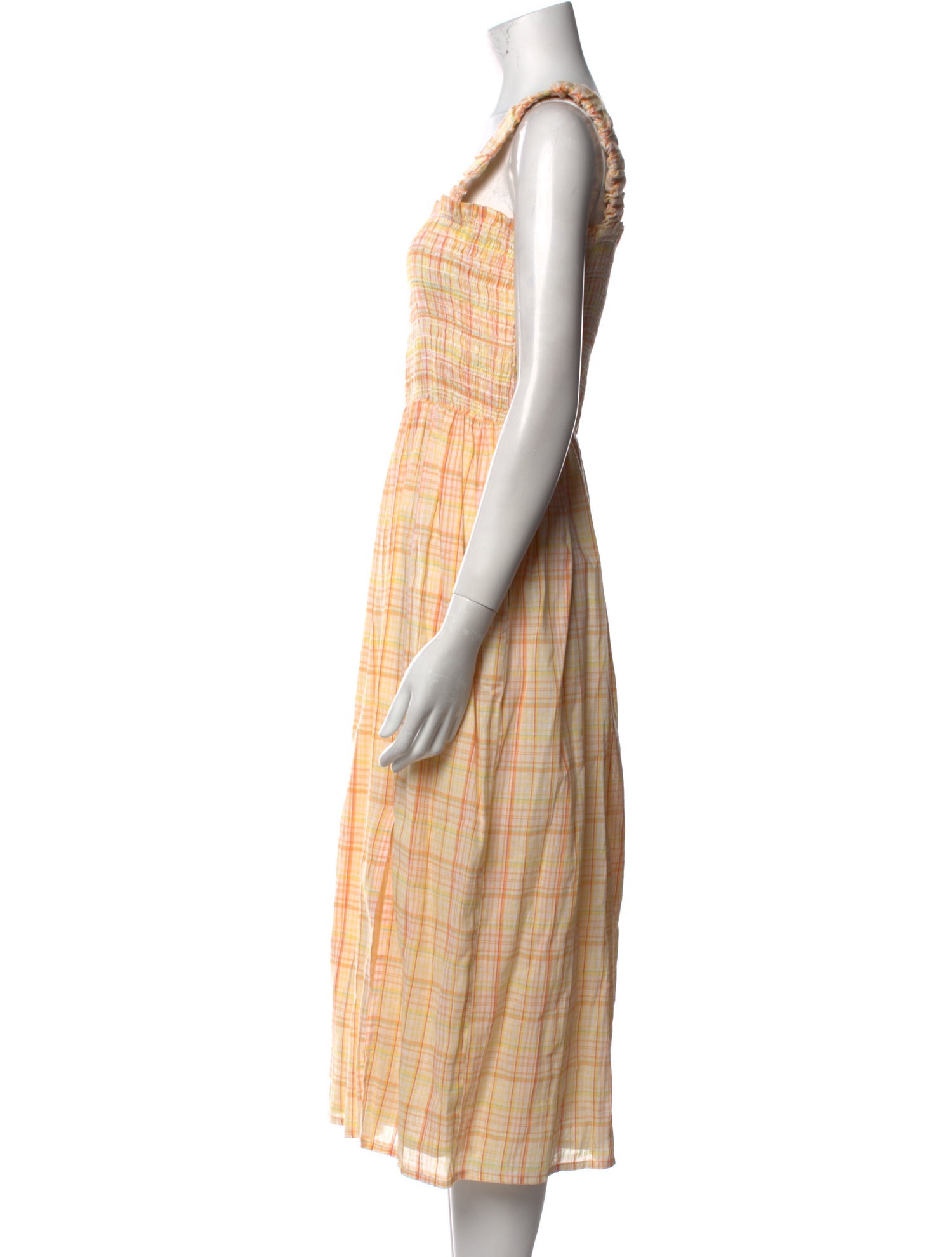 Nicholas Plaid Print Midi Length Dress