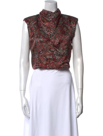 Nicholas Printed Mock Neck Crop Top