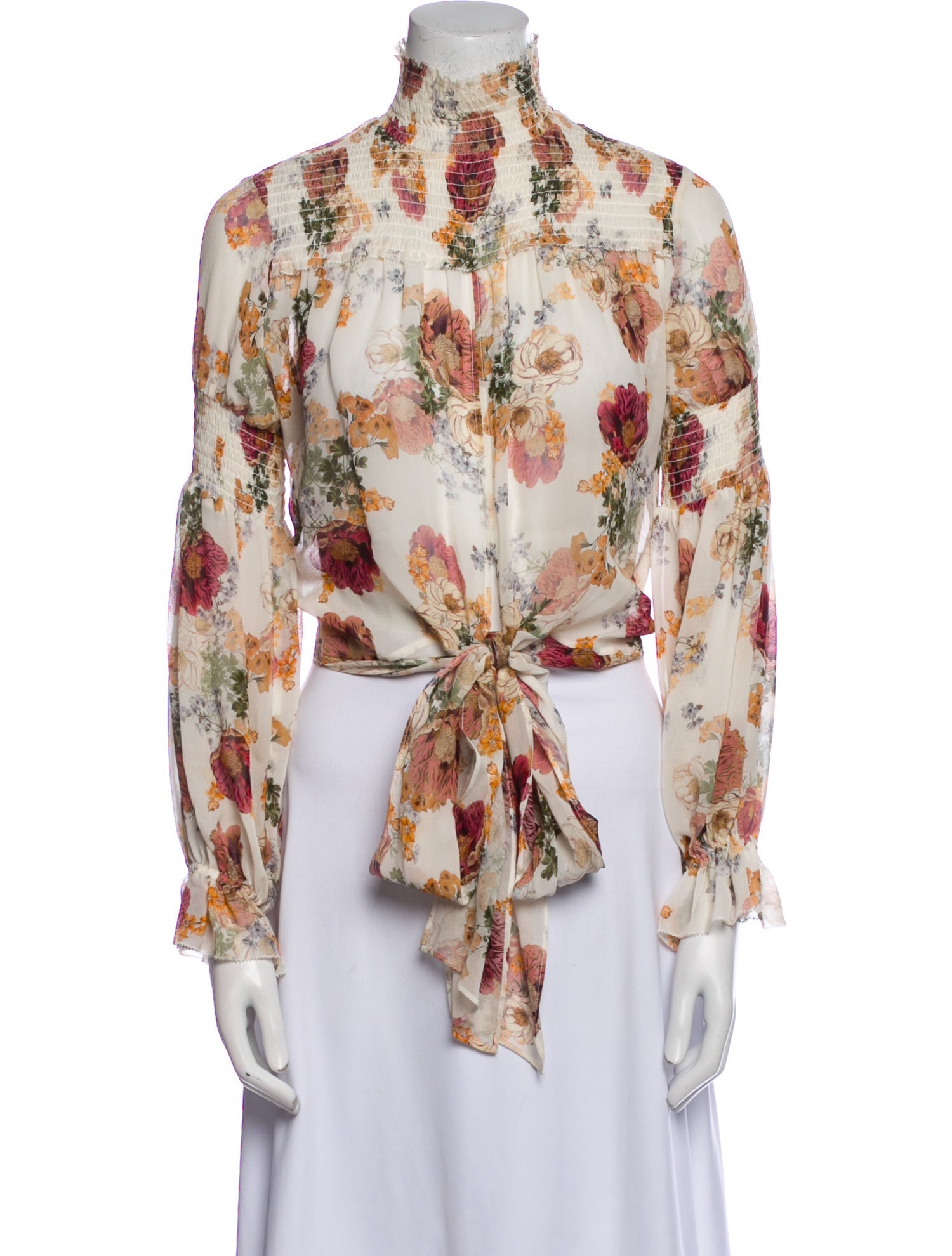 Nicholas Floral Print Mock Neck Blouse