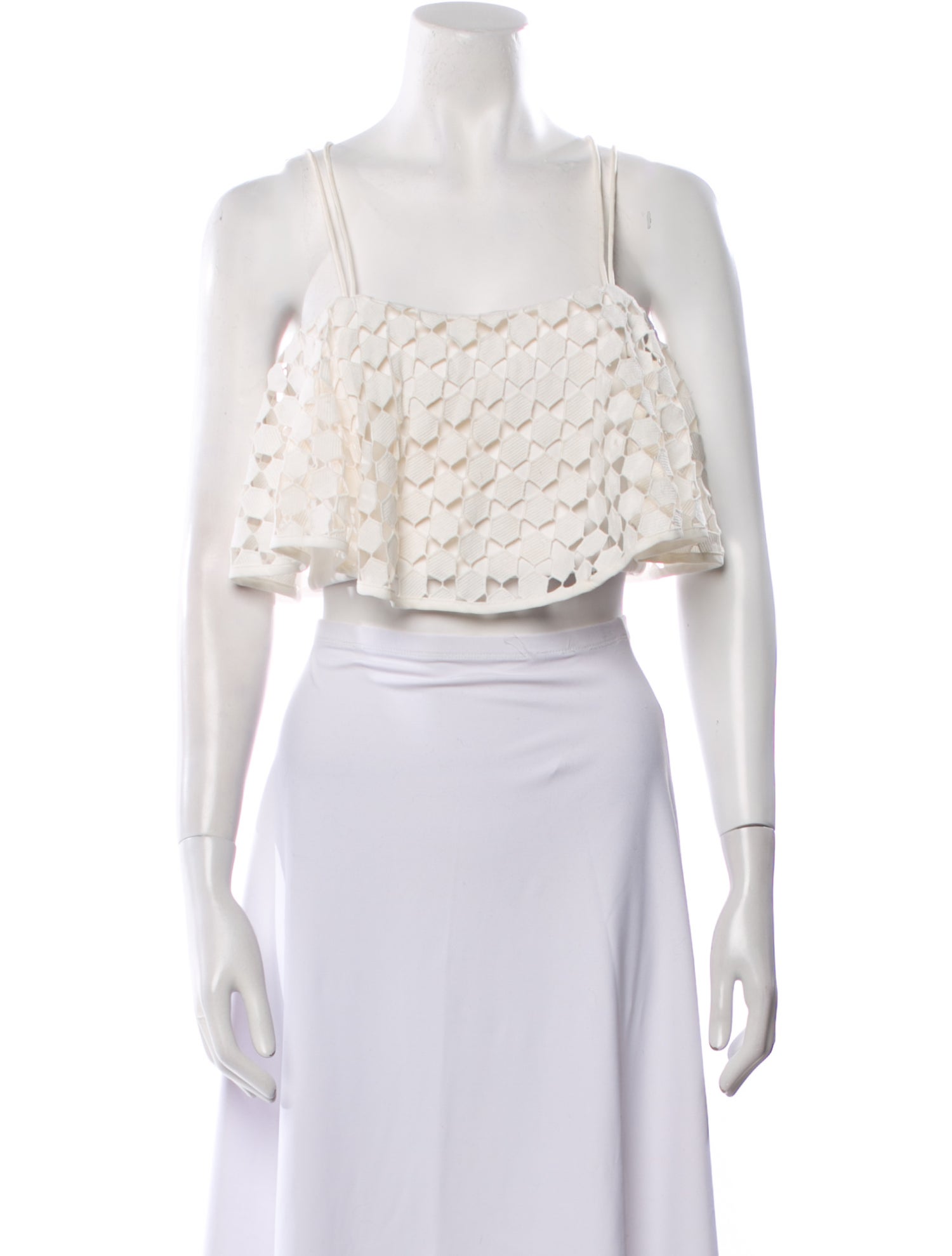 Nicholas Lace Pattern Square Neckline Crop Top