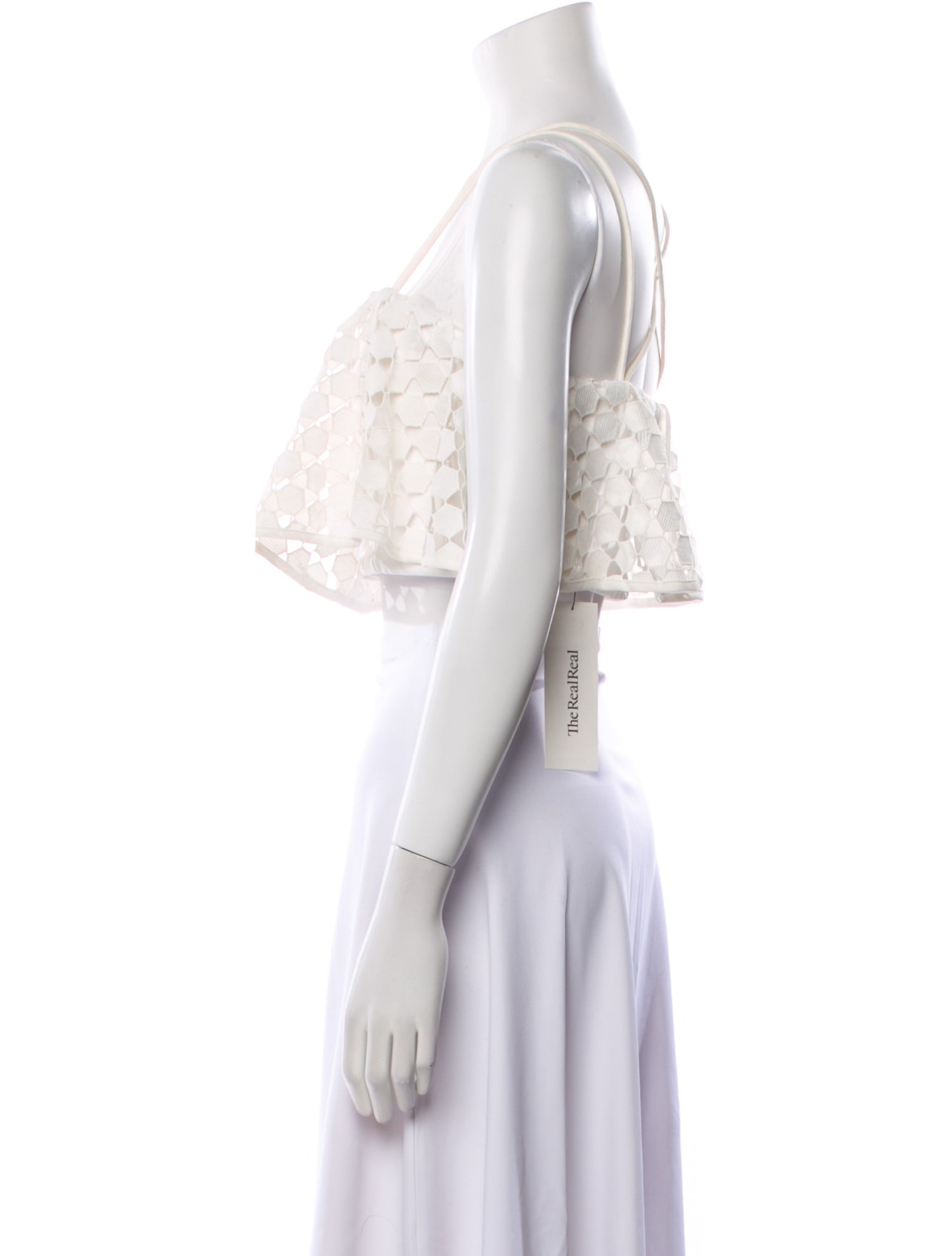 Nicholas Lace Pattern Square Neckline Crop Top