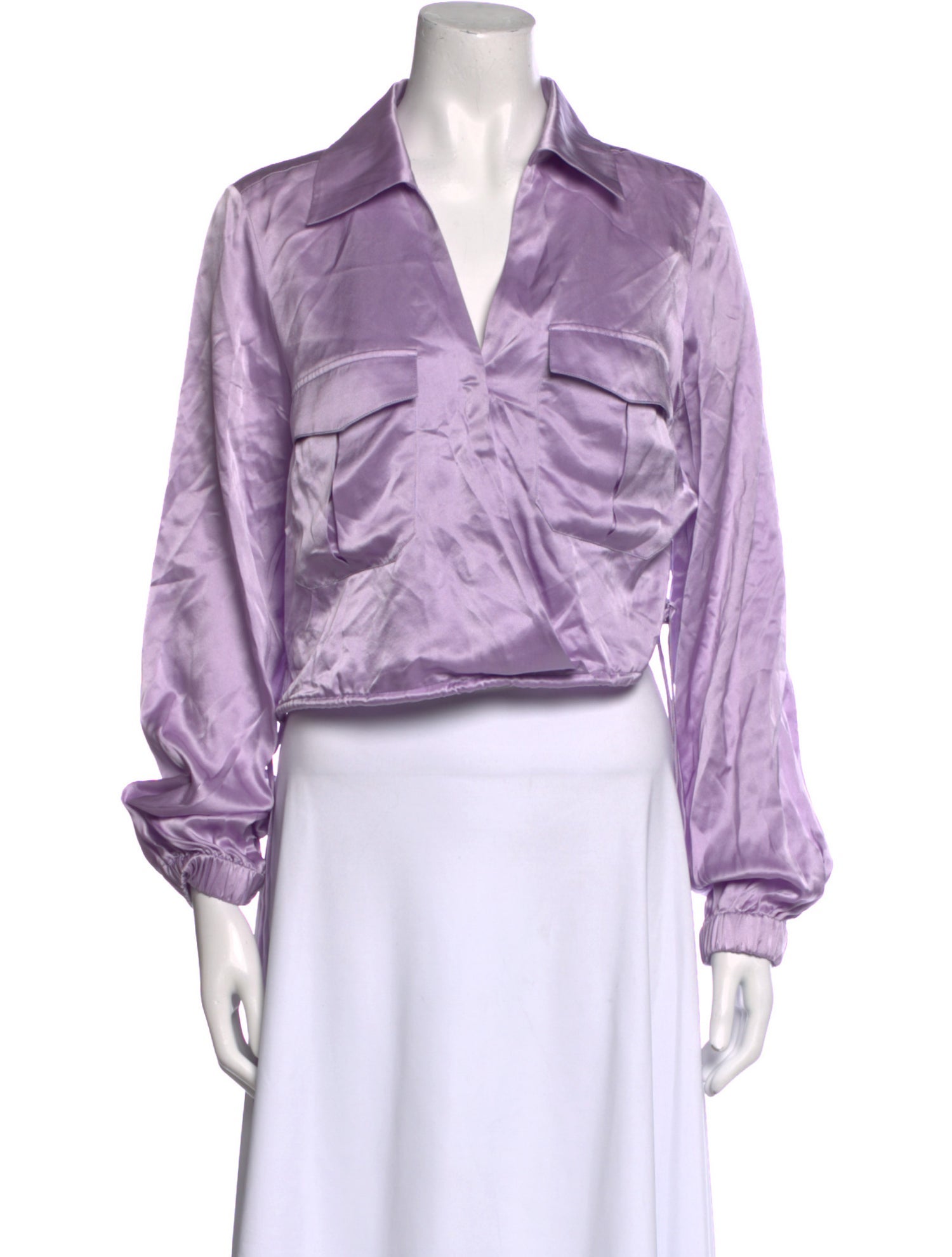 Nicholas Silk V-Neck Crop Top