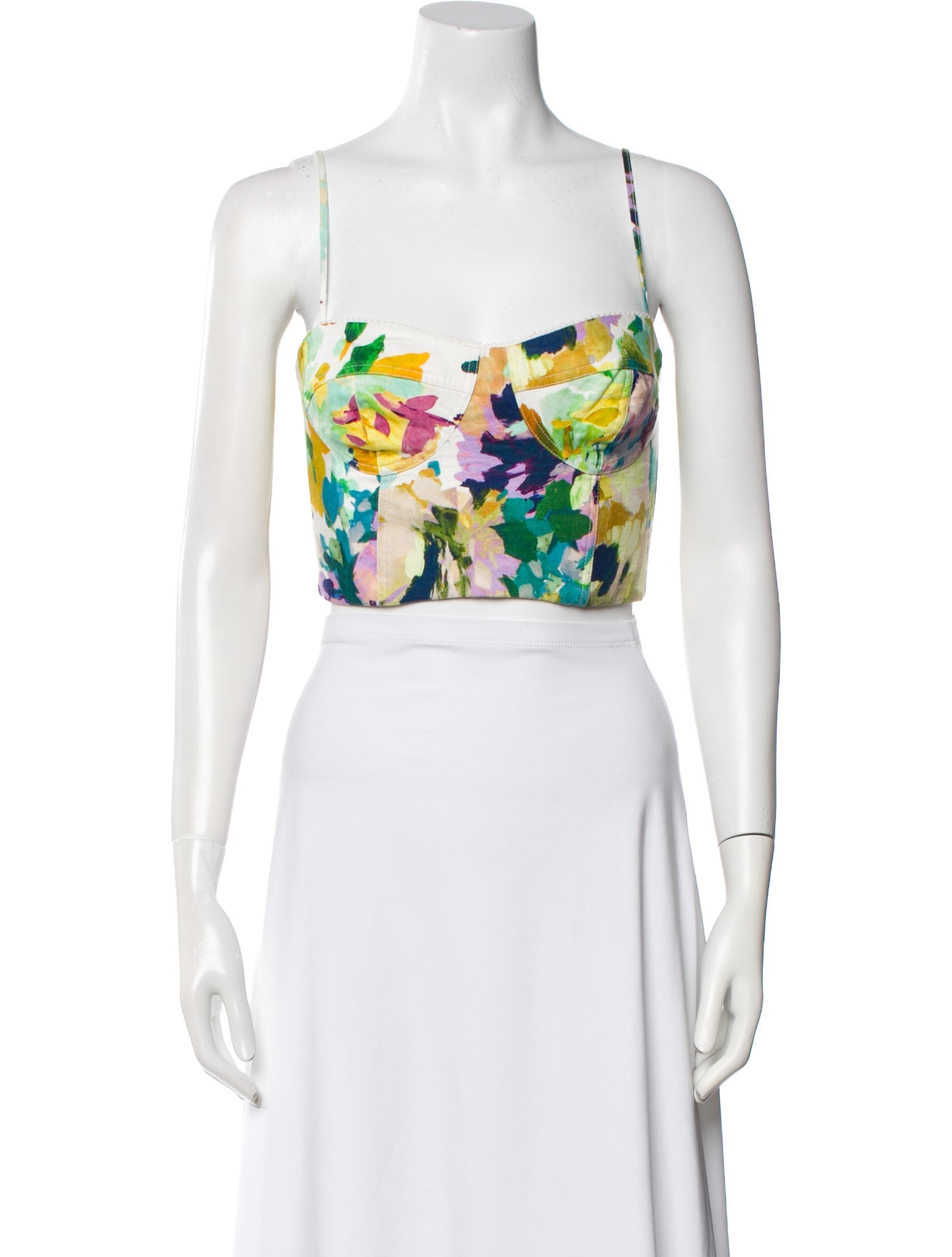 Nicholas Linen Floral Print Crop Top