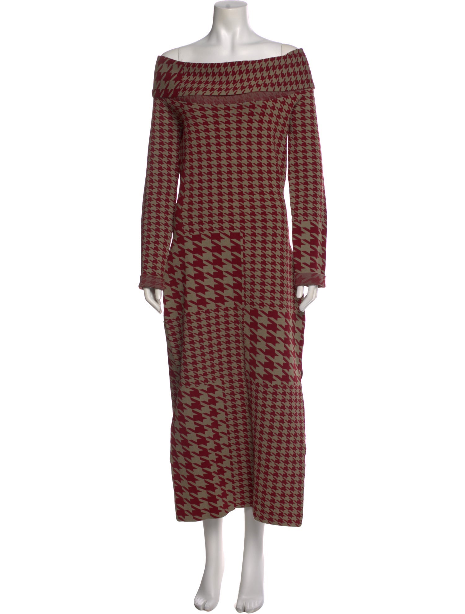 Nicholas Houndstooth Print Long Dress