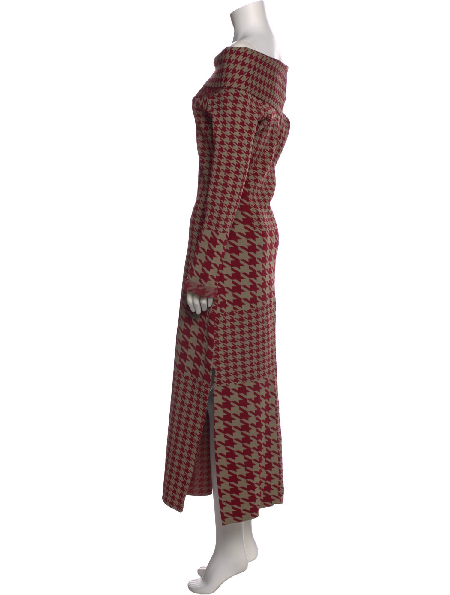 Nicholas Houndstooth Print Long Dress