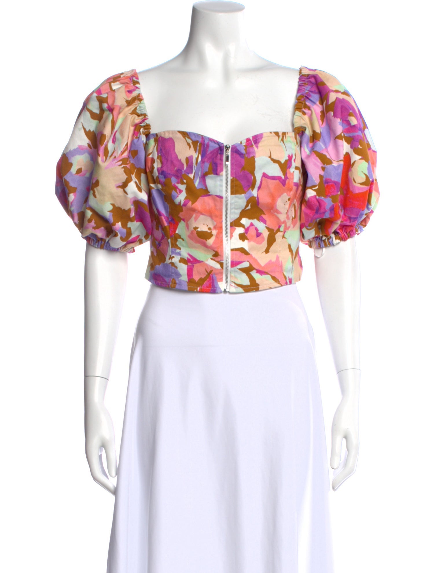 Nicholas Floral Print Square Neckline Crop Top w/ Tags