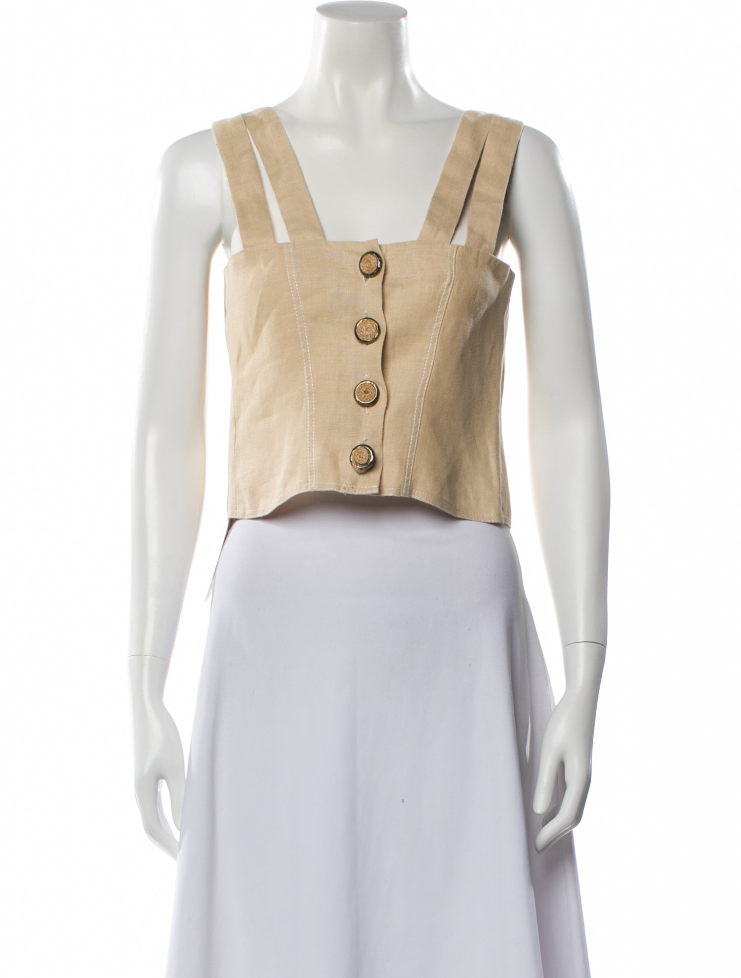 Nicholas Linen Square Neckline Crop Top