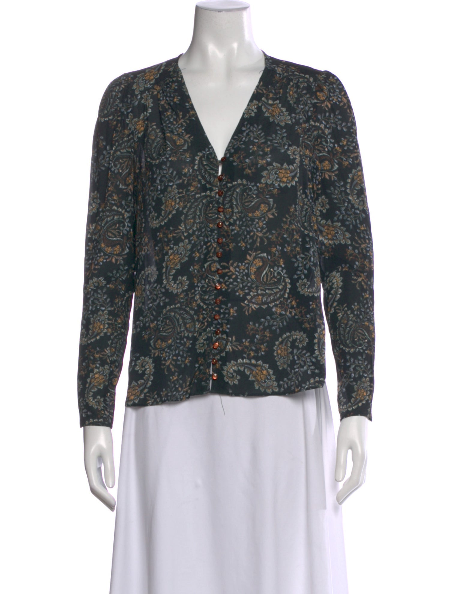 Nicholas Paisley Print V-Neck Blouse