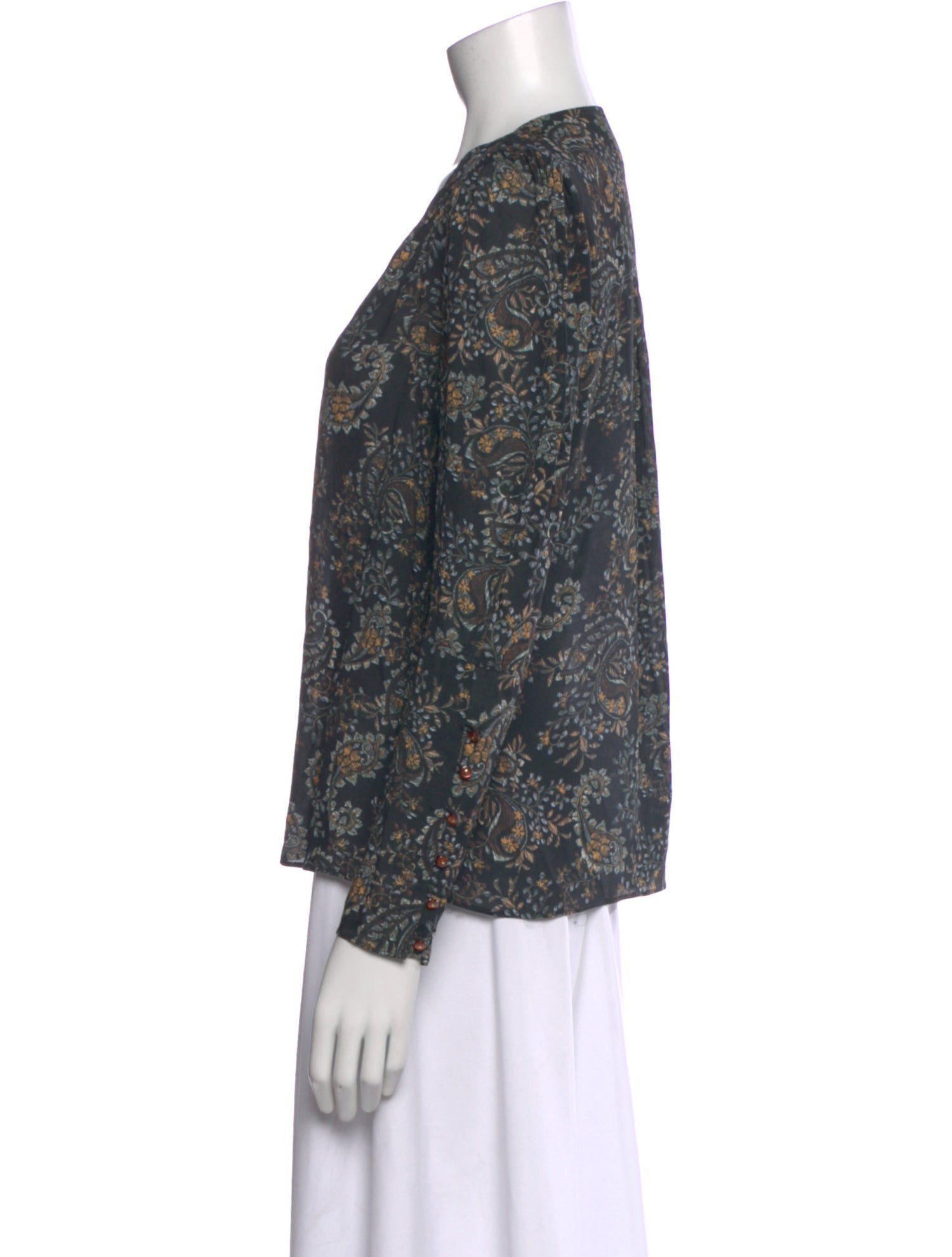 Nicholas Paisley Print V-Neck Blouse