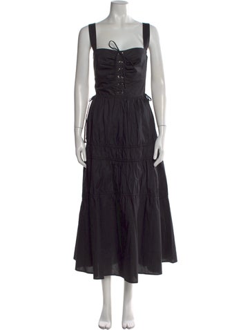 Pre-owned Nicholas Square Neckline Long Dress In Black