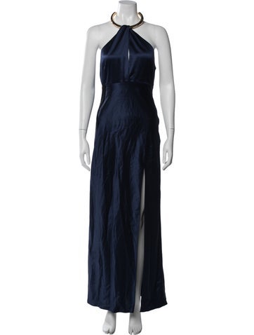 Pre-owned Nicholas Halterneck Long Dress W/ Tags In Blue
