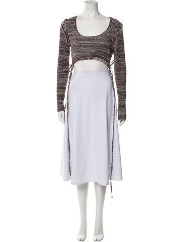 Christopher Esber Tops Striped Scoop Neck Crop Top L