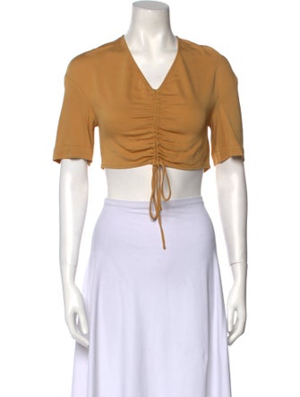 Christopher Esber V-Neck Short Sleeve Crop Top