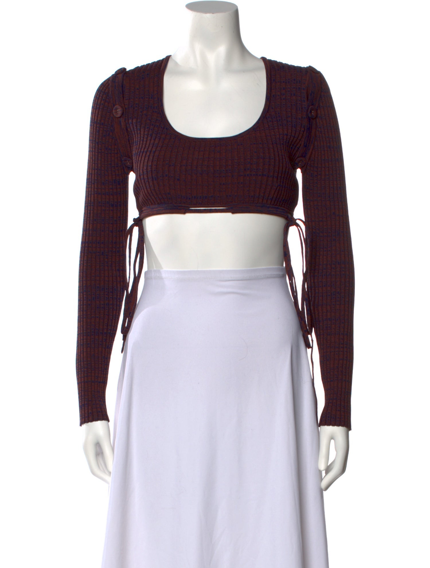 Christopher Esber Scoop Neck Long Sleeve Crop Top
