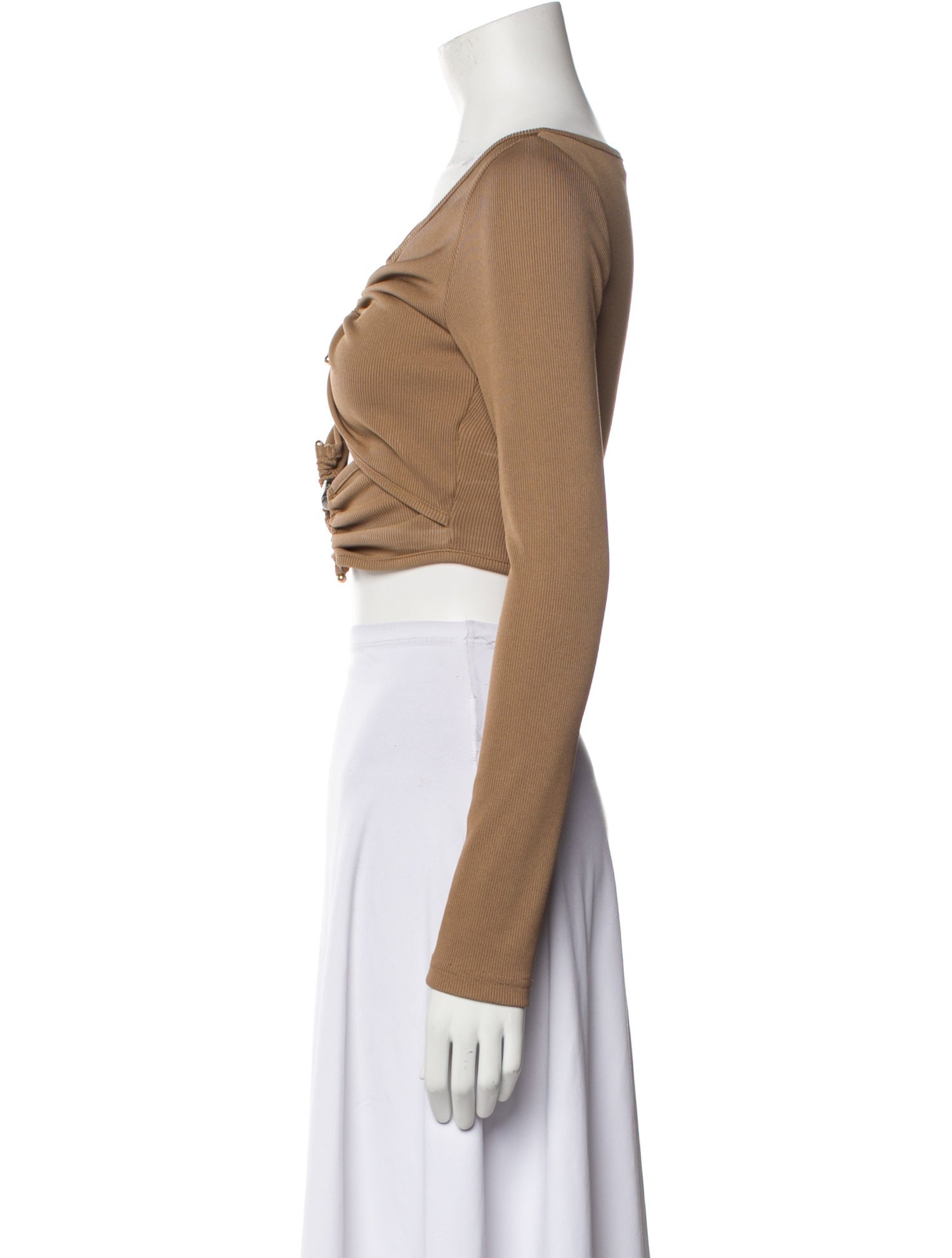 Christopher Esber Cowl Neck Long Sleeve Crop Top