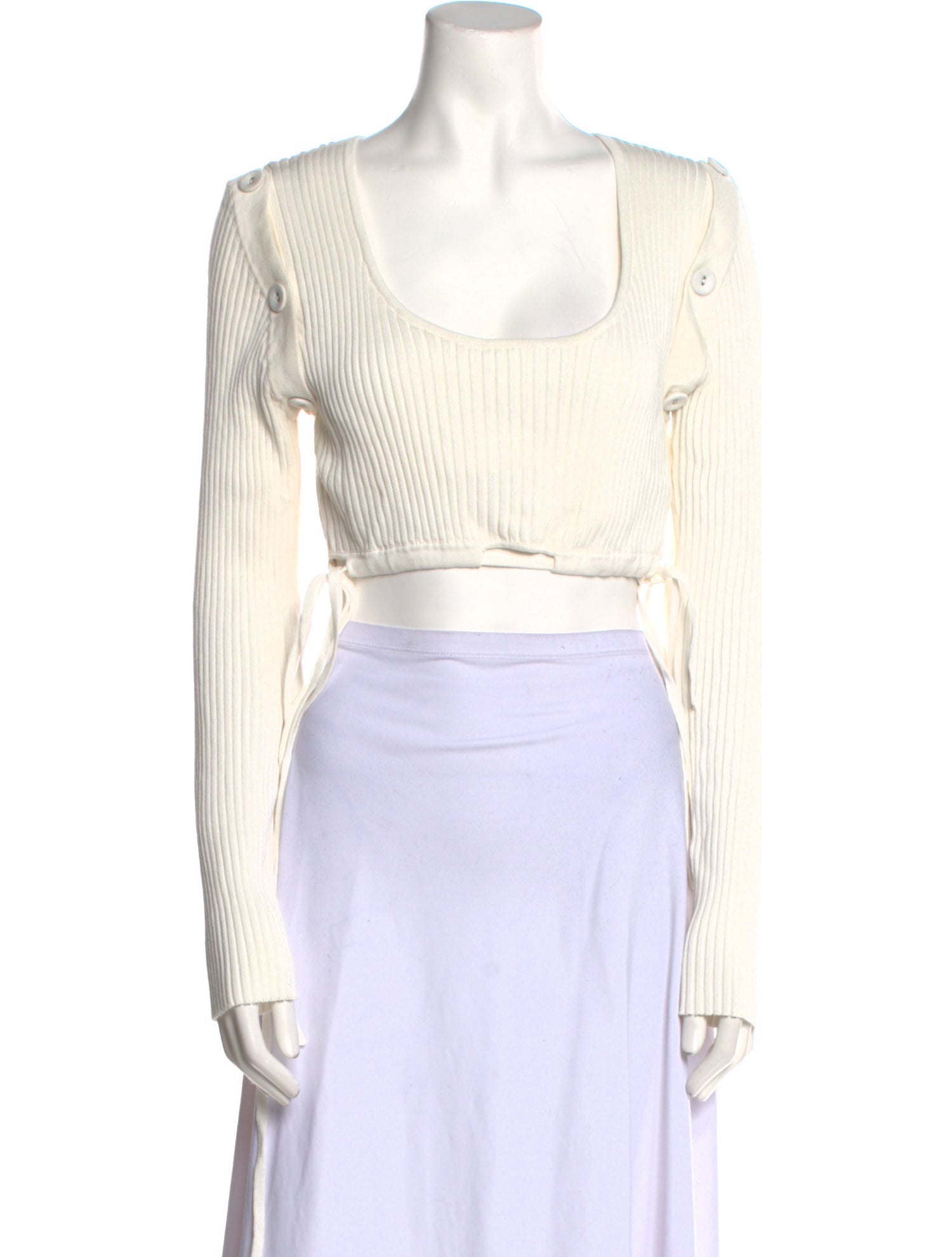 Christopher Esber Square Neckline Long Sleeve Crop Top