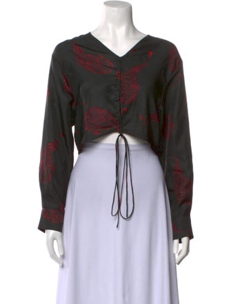 Christopher Esber Printed V-Neck Crop Top