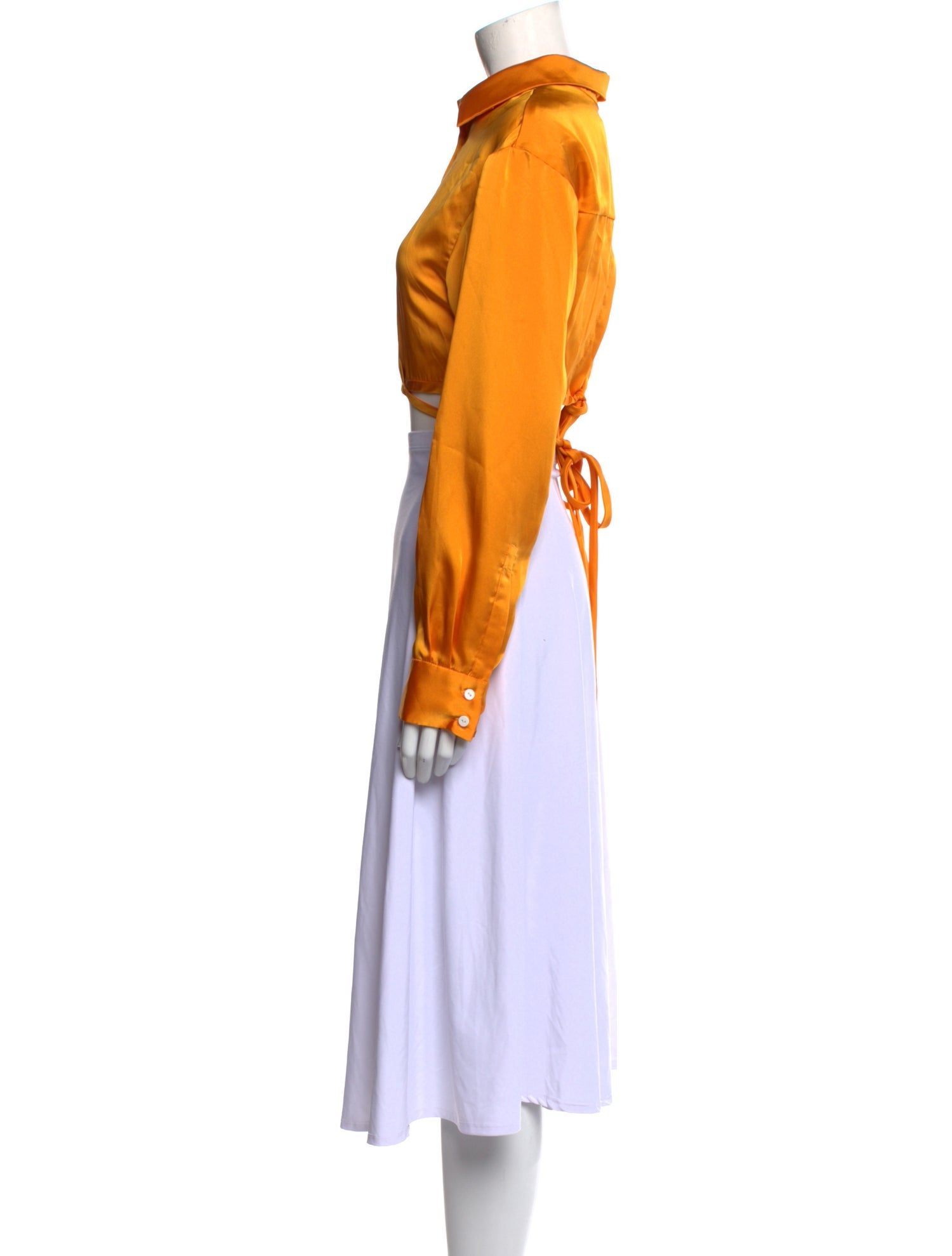 Christopher Esber Silk Long Sleeve Crop Top