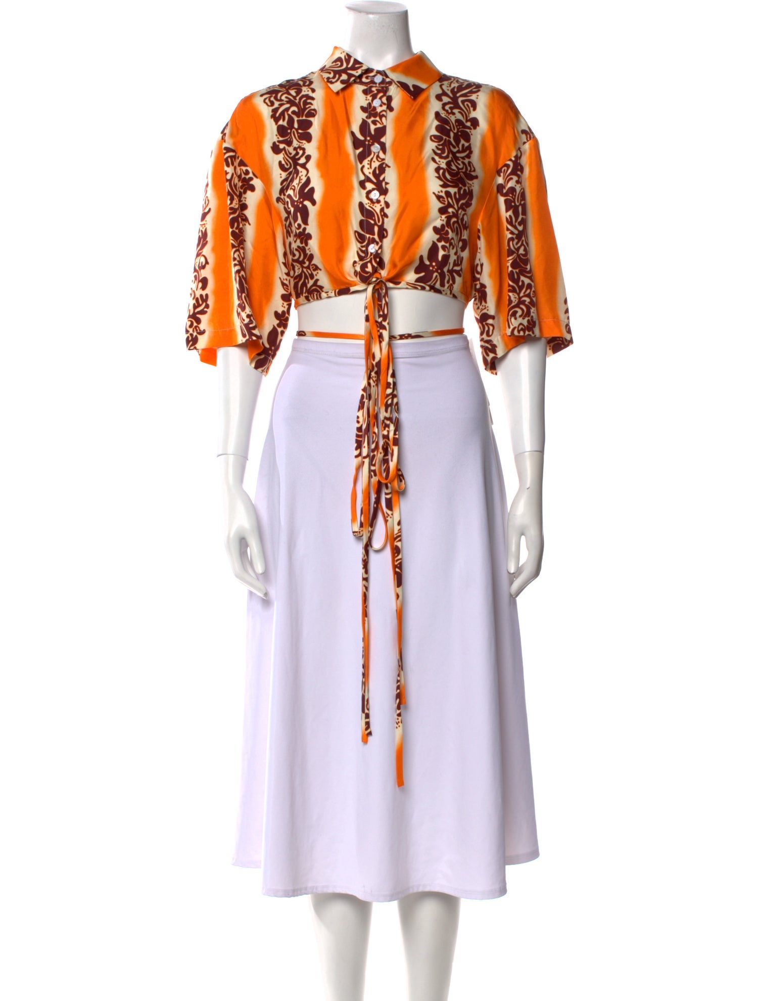 Christopher Esber Silk Printed Crop Top