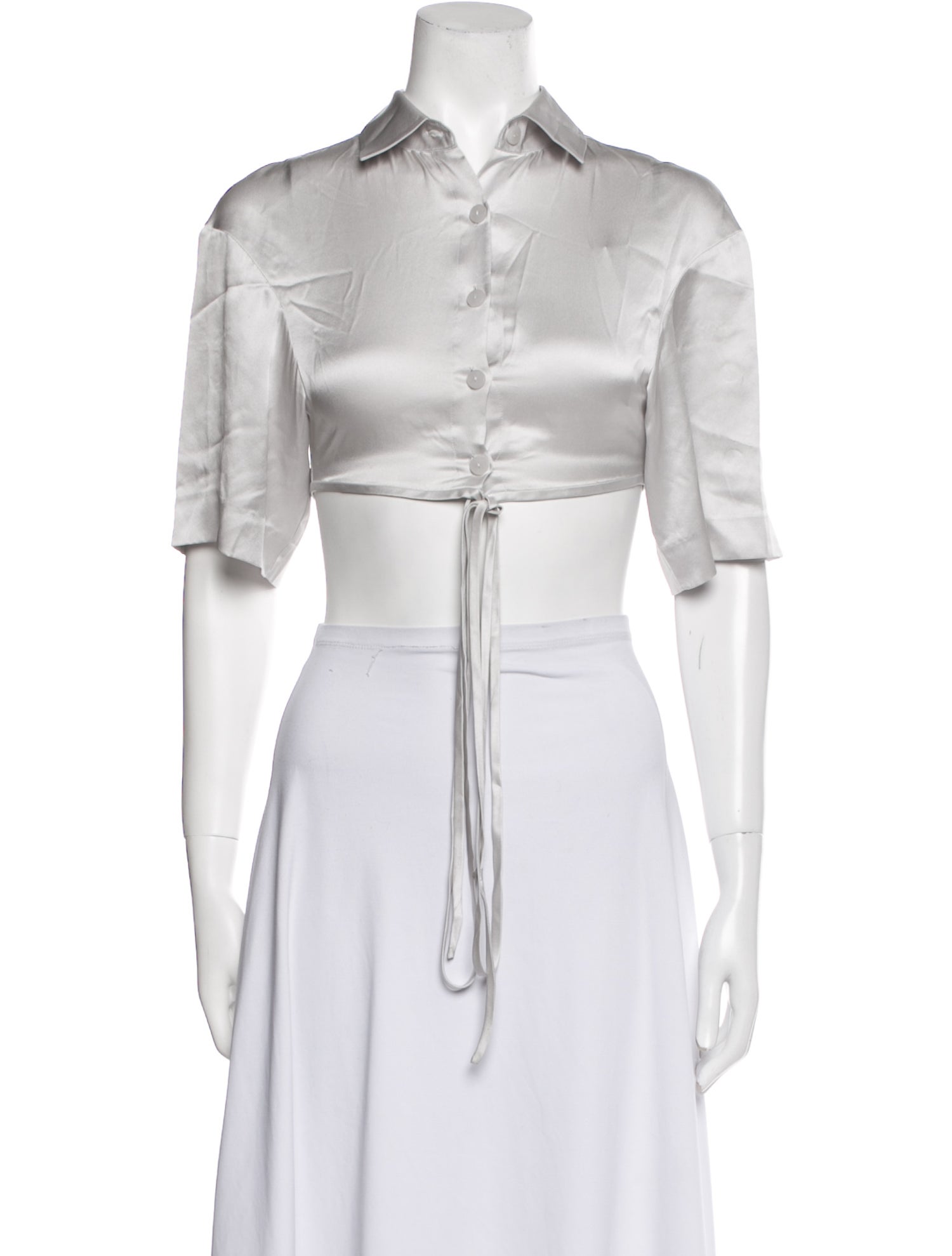 Christopher Esber Silk Short Sleeve Crop Top