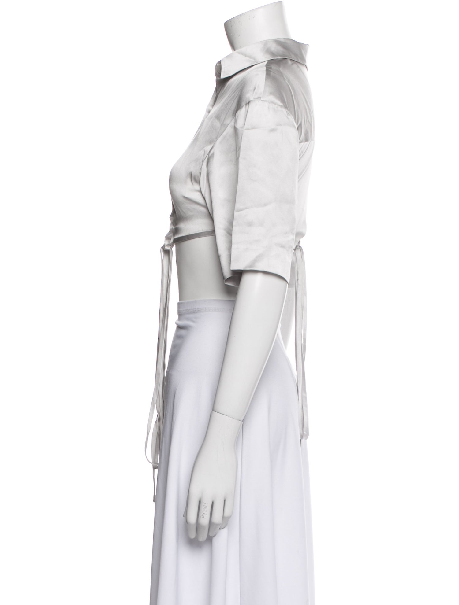 Christopher Esber Silk Short Sleeve Crop Top