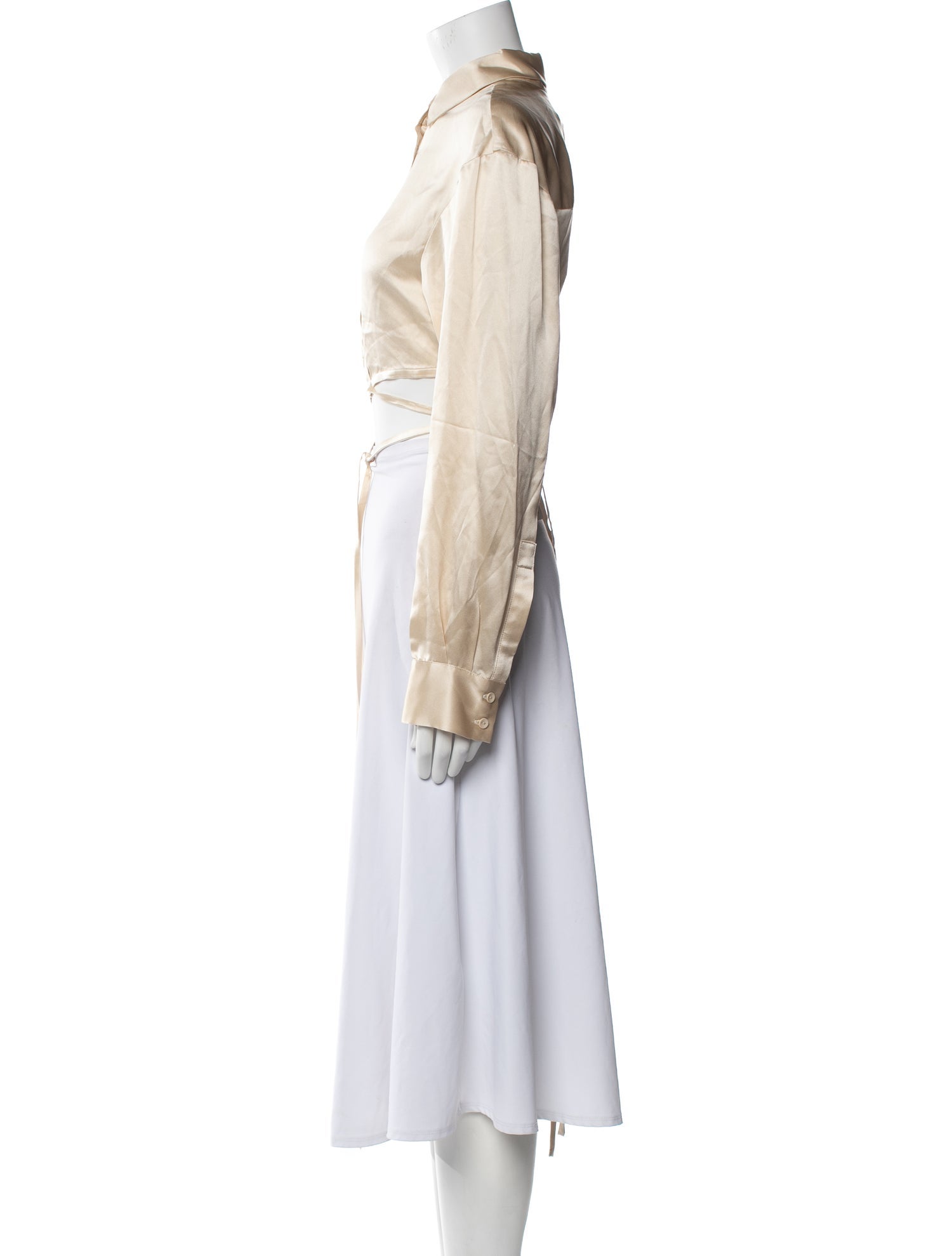 Christopher Esber Silk Long Sleeve Crop Top