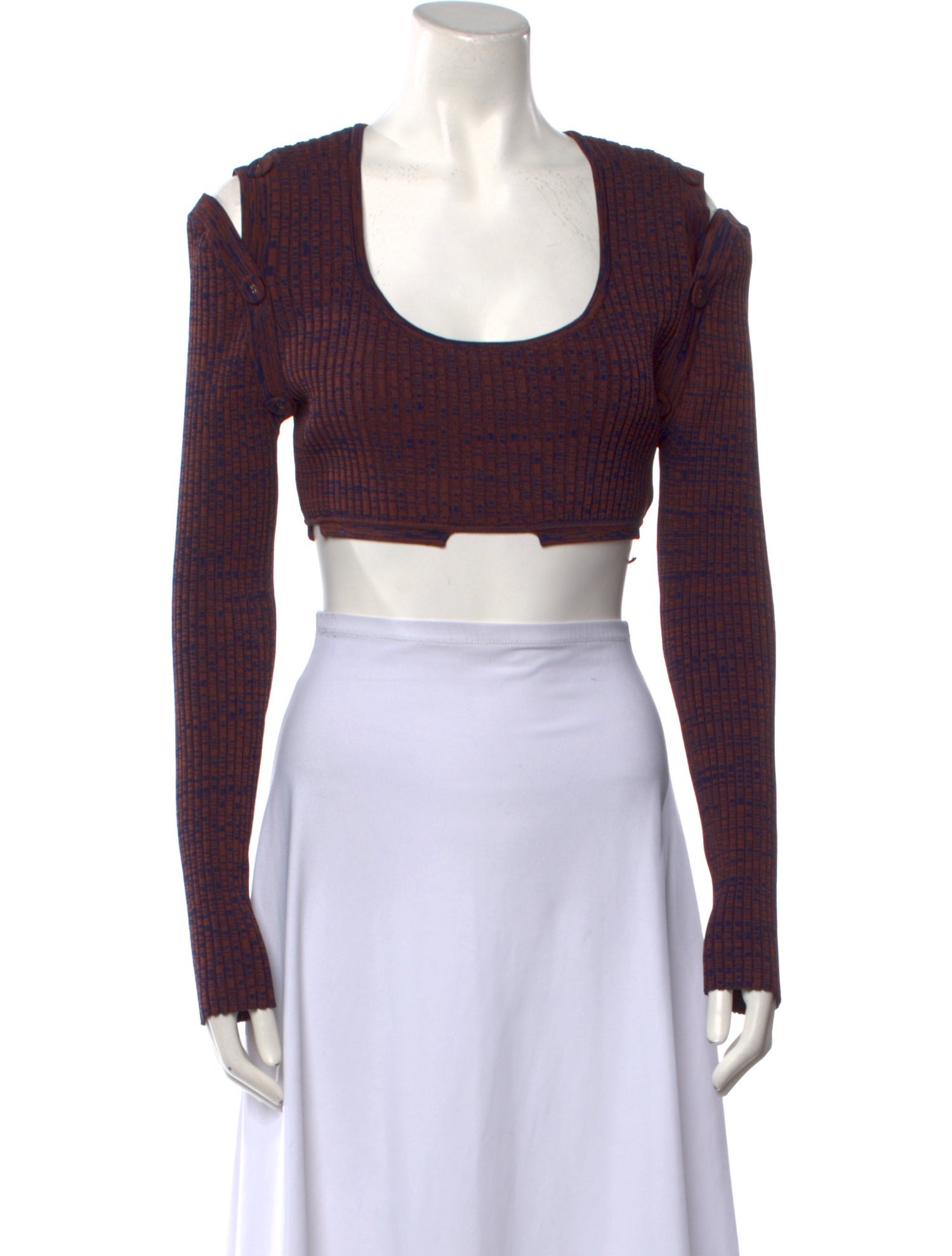 Christopher Esber Scoop Neck Long Sleeve Crop Top