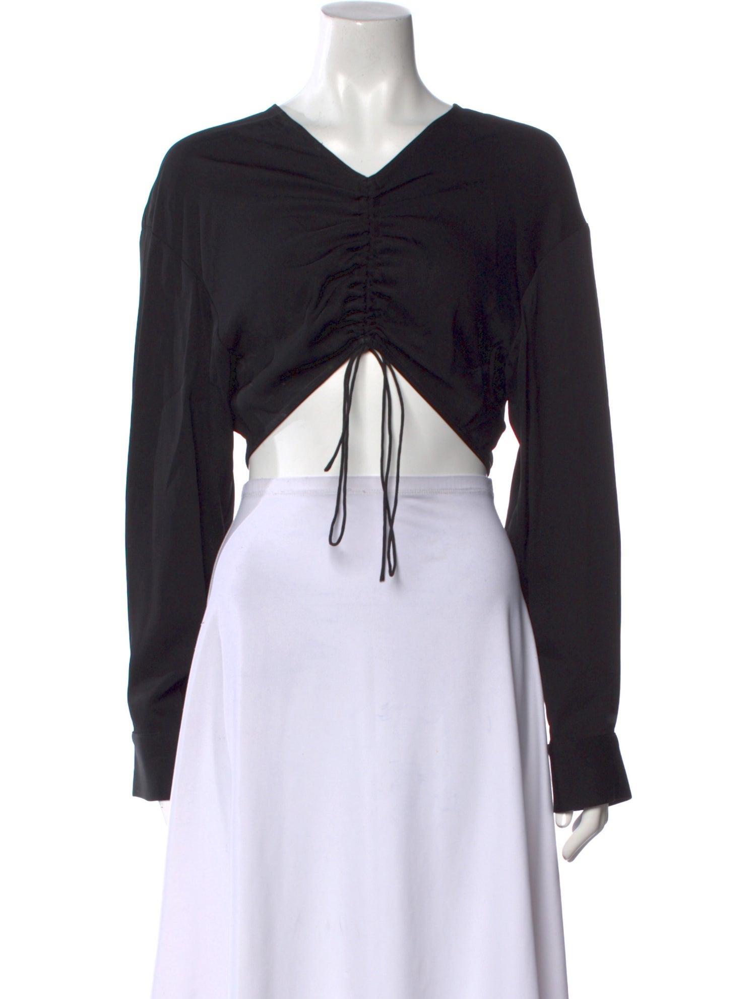 Christopher Esber V-Neck Long Sleeve Crop Top