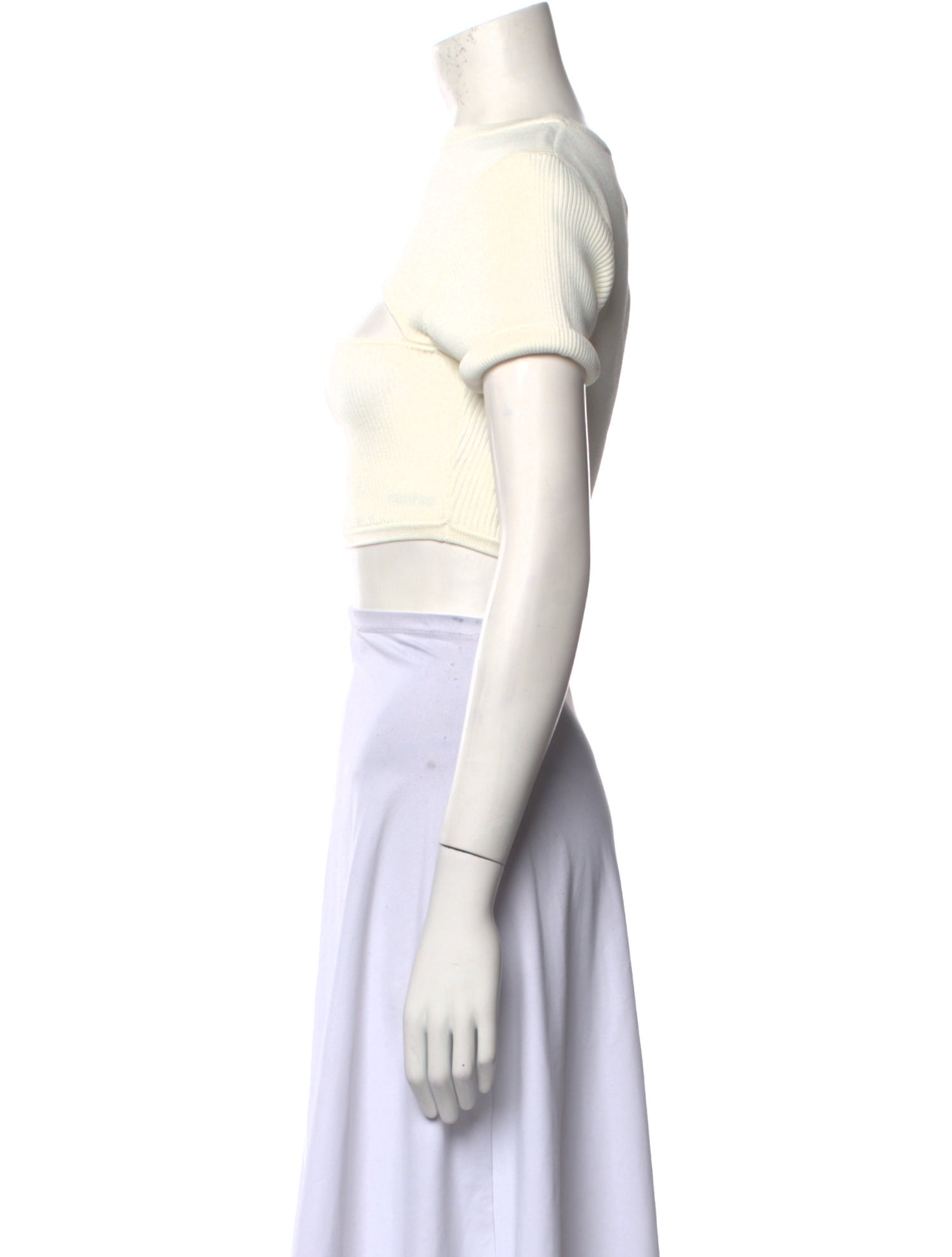 Christopher Esber Bateau Neckline Short Sleeve Crop Top