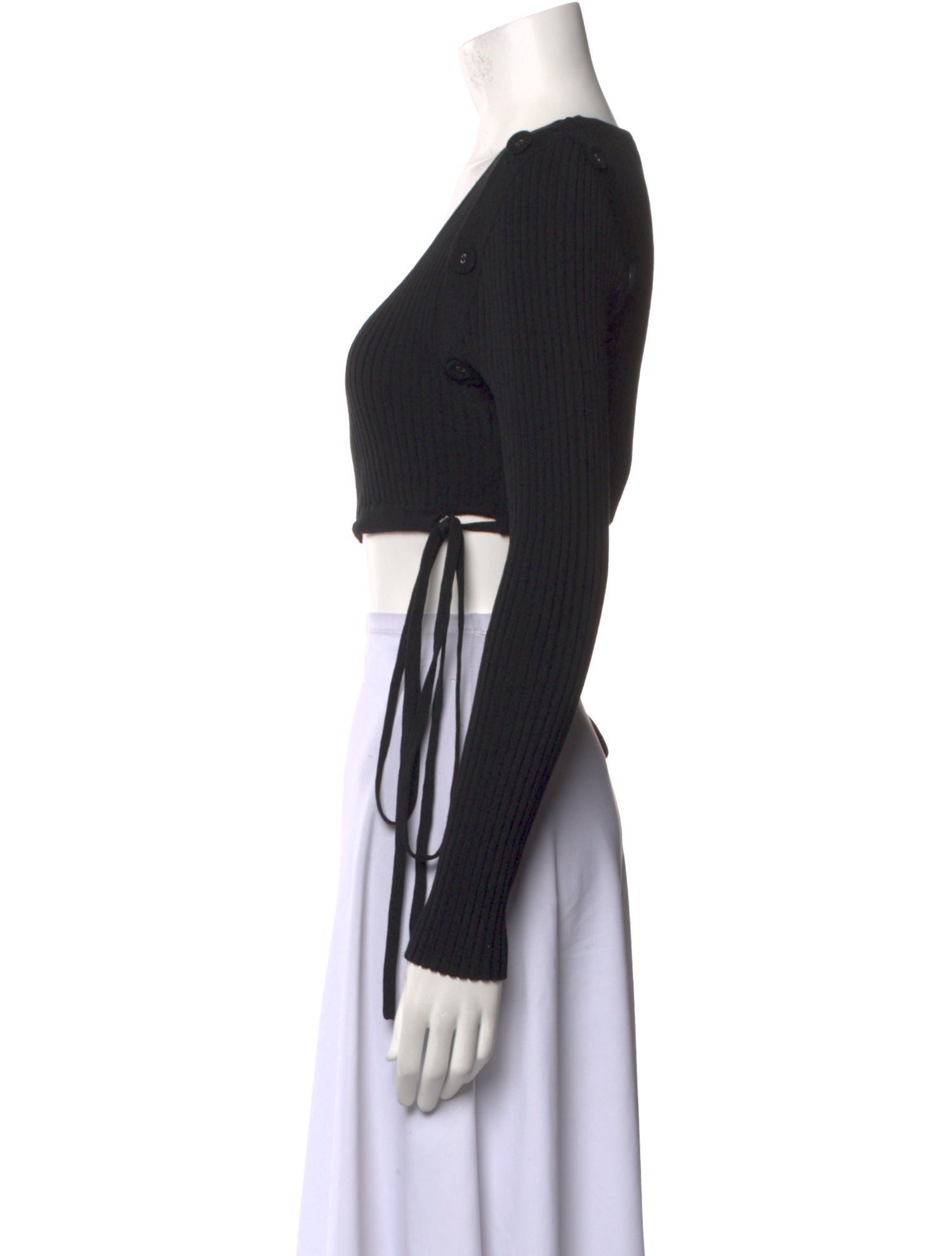 Christopher Esber Scoop Neck Long Sleeve Crop Top