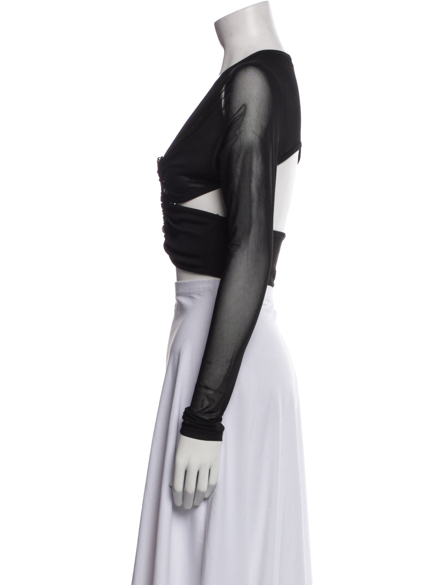 Christopher Esber V-Neck Long Sleeve Crop Top