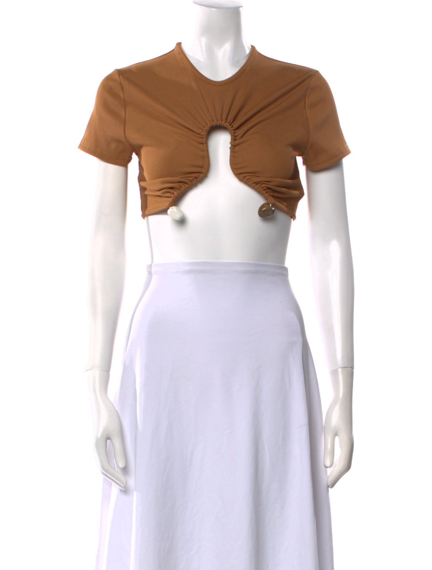 Christopher Esber V-Neck Short Sleeve Crop Top