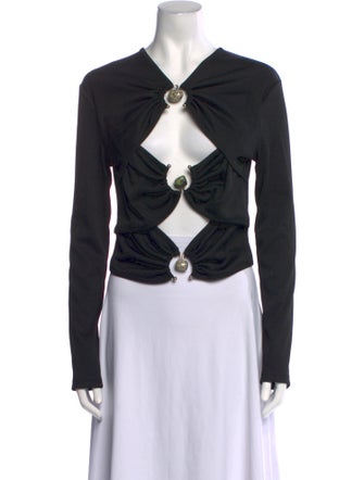 Christopher Esber V-Neck Long Sleeve Crop Top