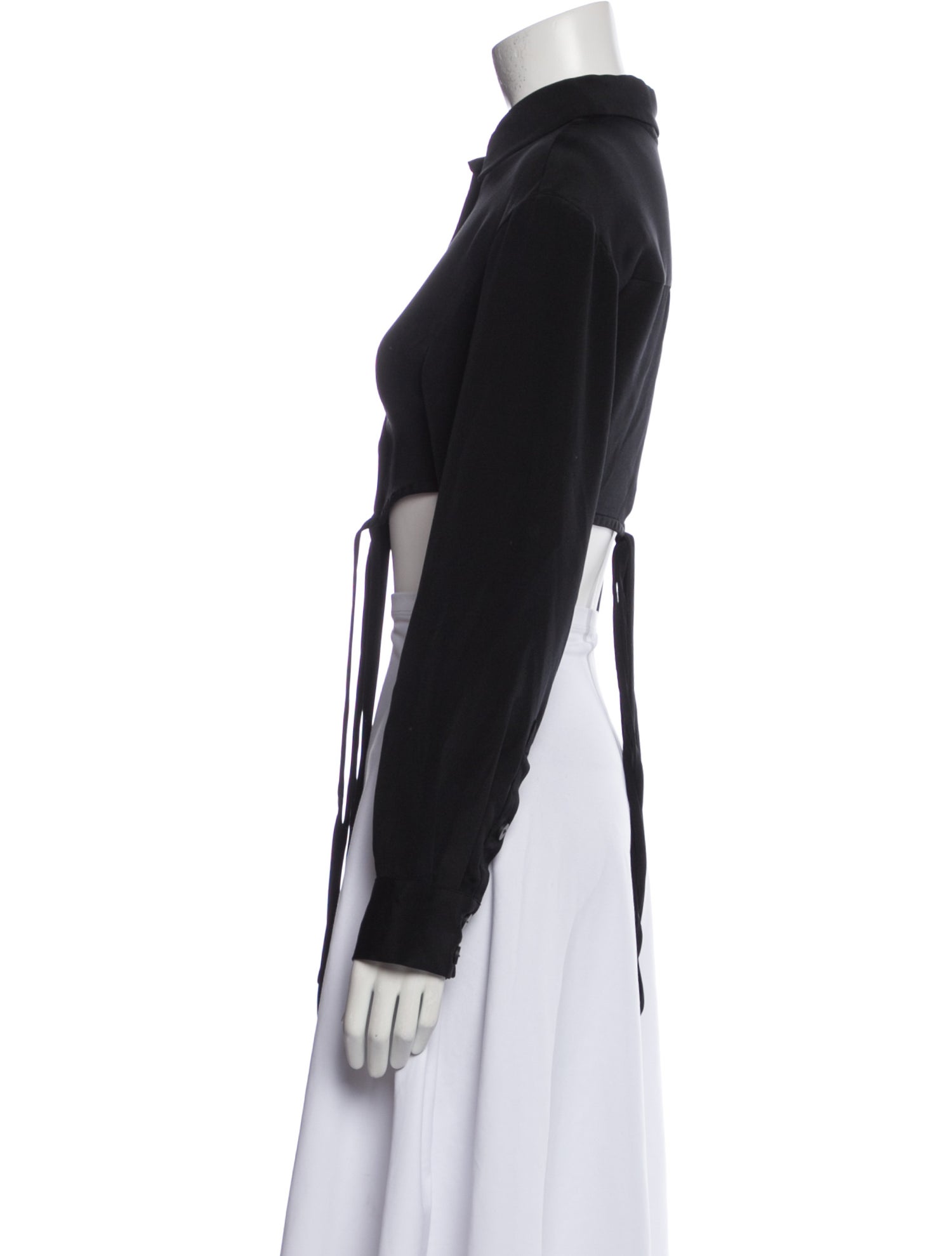 Christopher Esber Silk Long Sleeve Crop Top