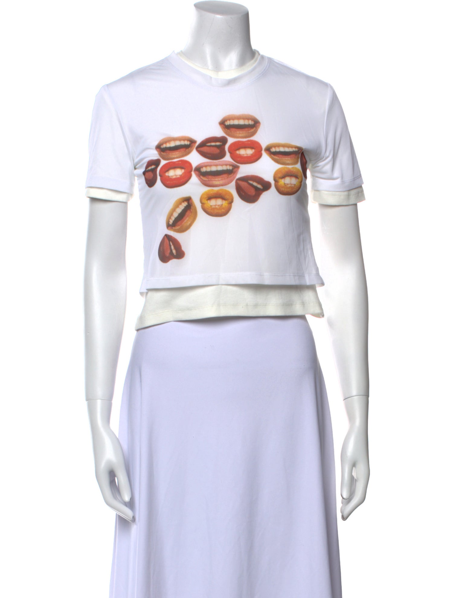 Christopher Esber Graphic Print Crew Neck Crop Top