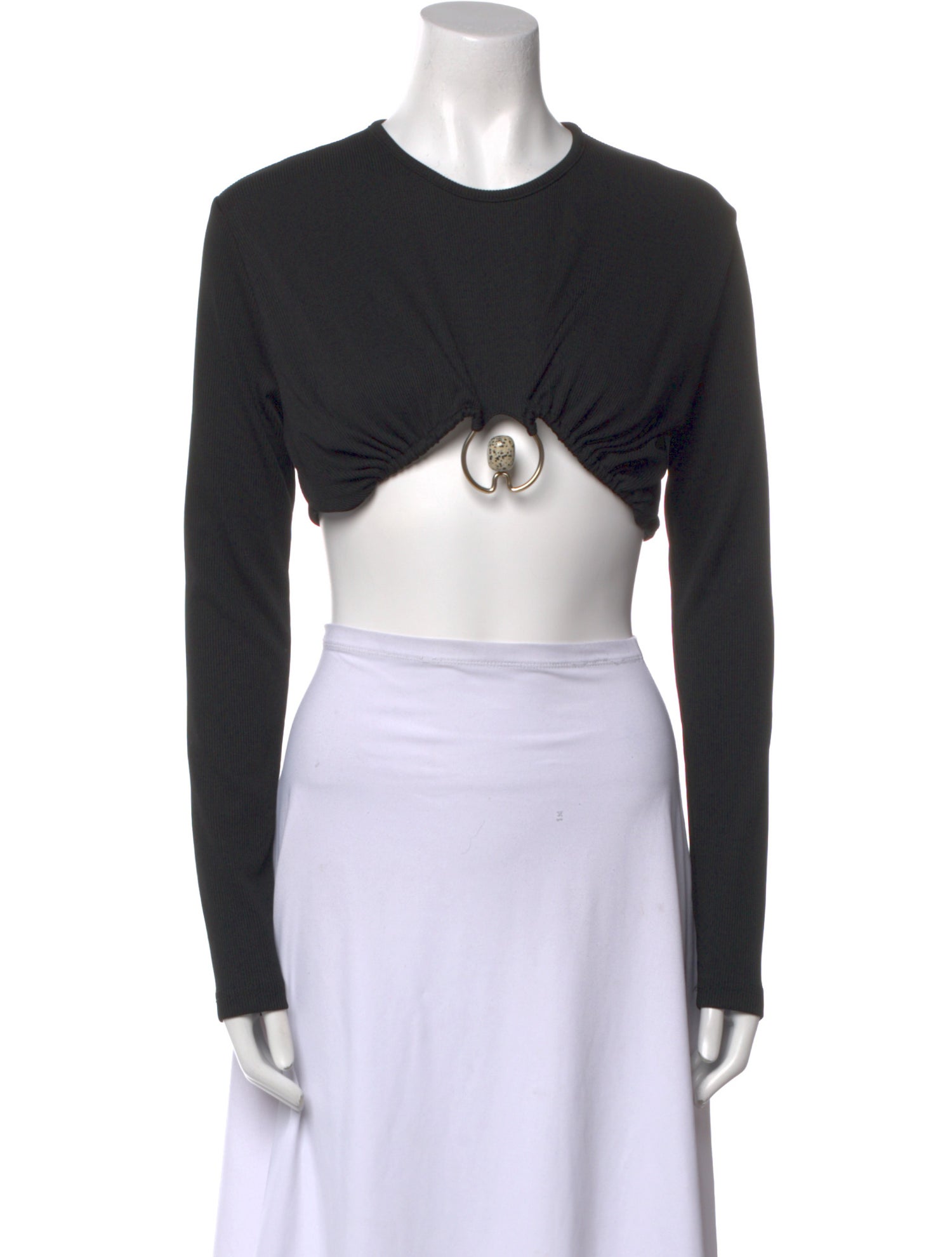 Christopher Esber Crew Neck Long Sleeve Crop Top