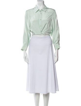 Christopher Esber Silk Three-Quarter Sleeve Crop Top