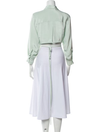 Christopher Esber Silk Three-Quarter Sleeve Crop Top