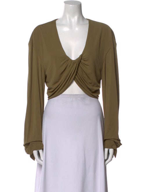 Christopher Esber V-Neck Long Sleeve Crop Top