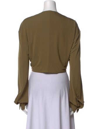 Christopher Esber V-Neck Long Sleeve Crop Top