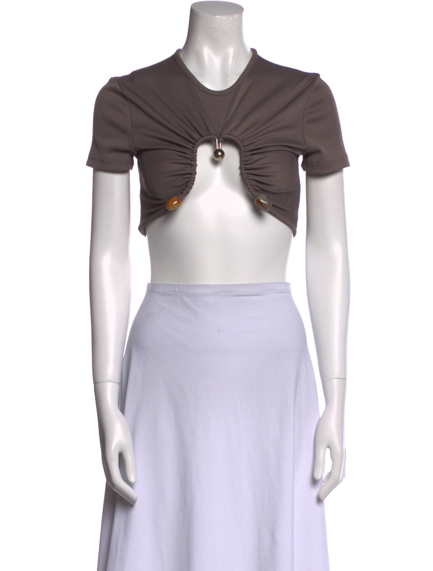 Christopher Esber Crew Neck Short Sleeve Crop Top